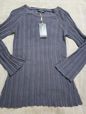 Modcloth Light Blue Boat Neck Knit Sweater Long Sleeve Lightweight